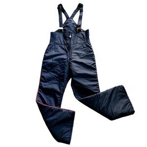 Vintage Skitique 80s Mens Snow Bib Ski Pants S Blue Nylon Adjustable Straps